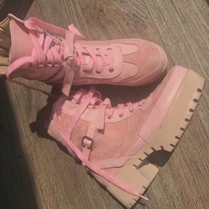 Pink combat boots